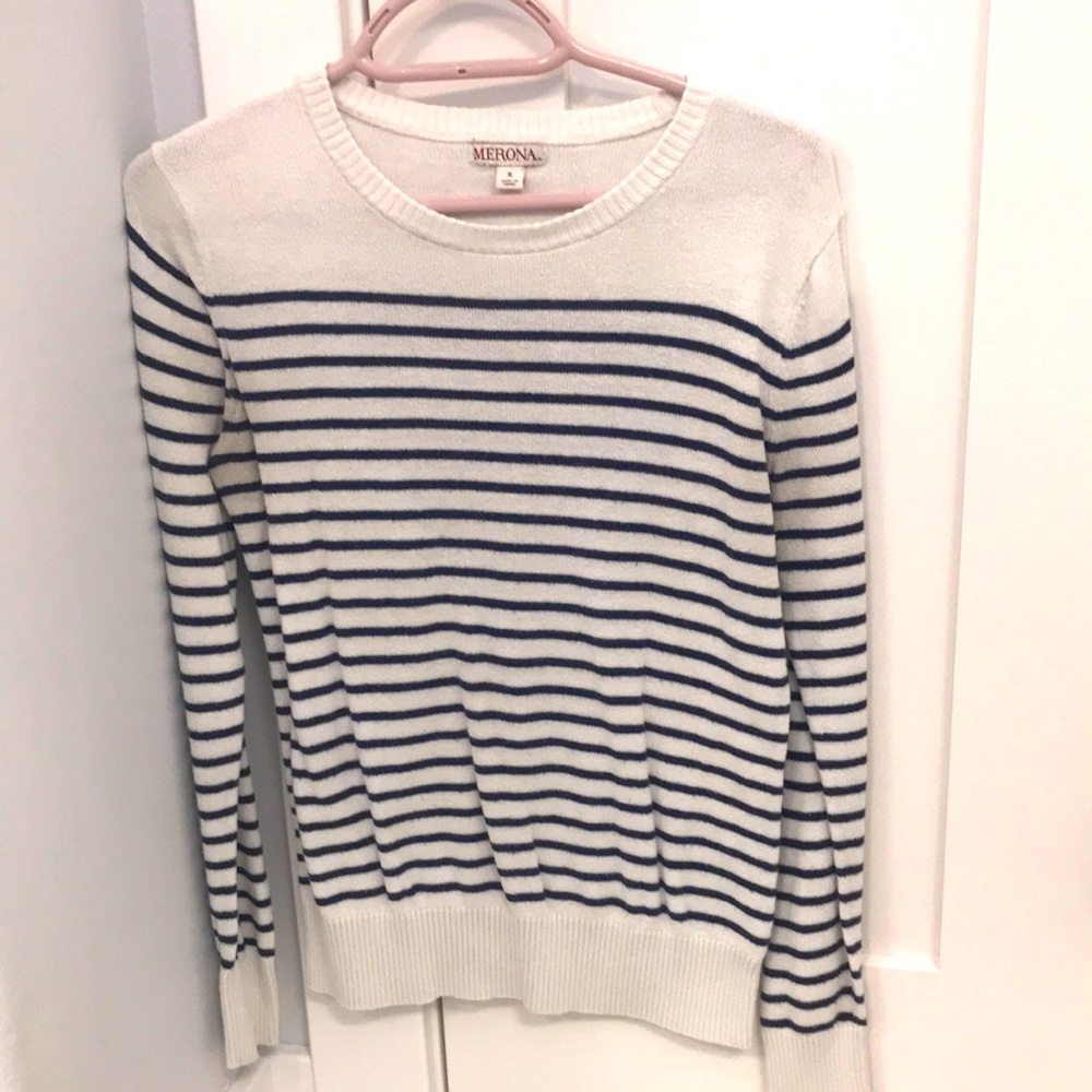 Merona, white and navy sweater